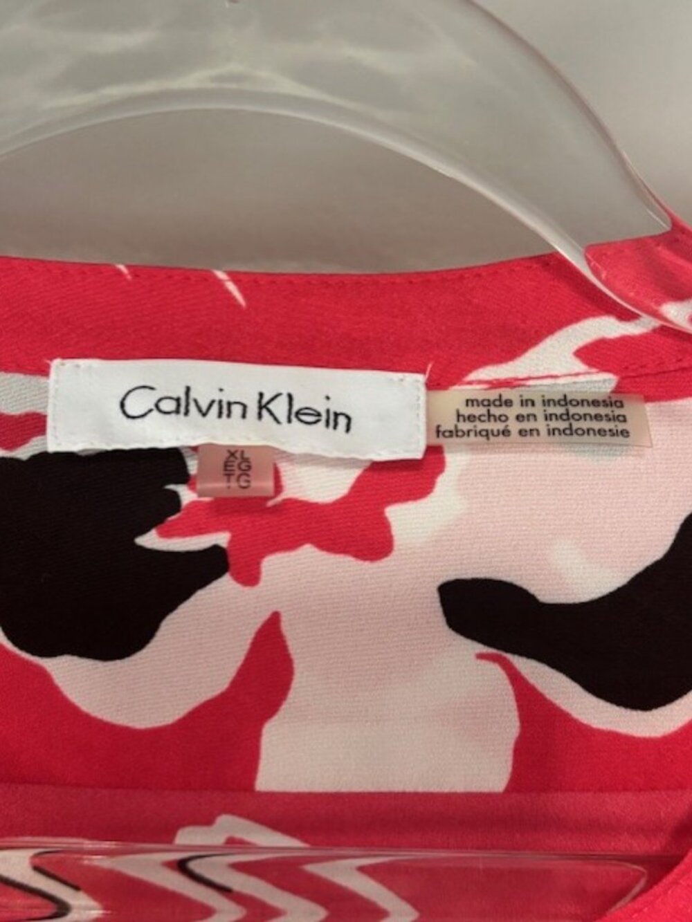 Calvin Klein Womens XL Pink Floral Roll Tab Sleeve Shoulder Button Front Dressy - Picture 7 of 8